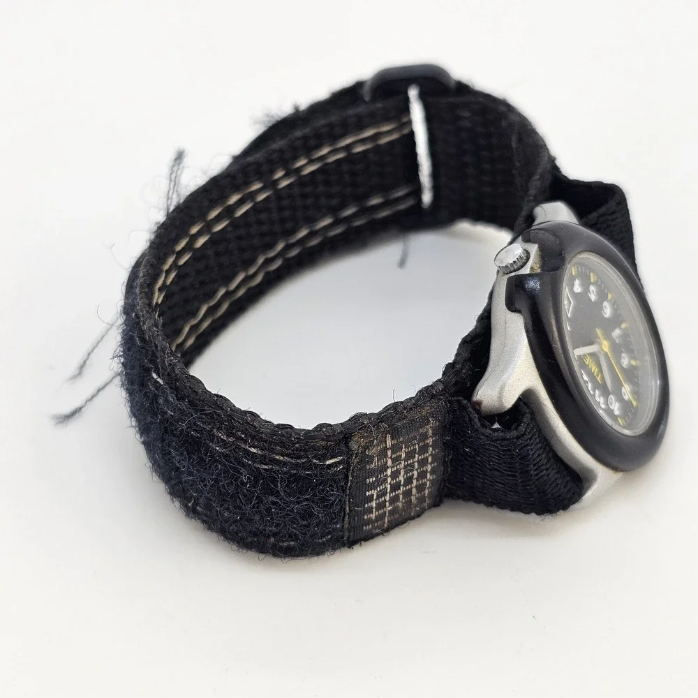 Timex Kids Children Watch 32MM Black Dial Date Black Nylon Band New Battery‎